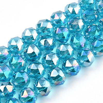 Electroplate Transparent Glass Beads Strands EGLA-N002-34C-M-1