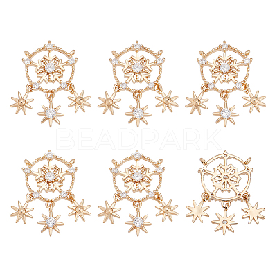 Brass Micro Pave Clear Cubic Zirconia Pendants KK-BC0010-45-1