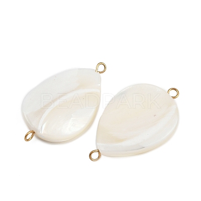 Natural Shell Teardrop Connector Charms STAS-D378-28G-1