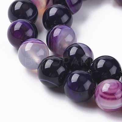 Natural Striped Agate/Banded Agate Beads Strands G-G582-6mm-52-1