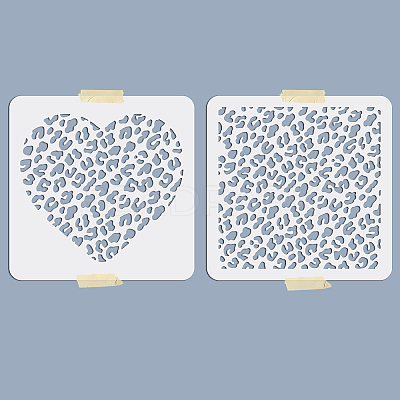 2Pcs 2 Styles PET Hollow Out Drawing Painting Stencils DIY-WH0411-050-1
