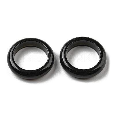 Natural Obsidian Plain Band Ring for Women RJEW-P044-01B-10-1