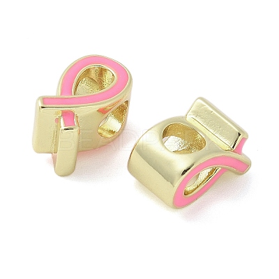 Brass Enamel European Beads KK-K298-04A-G-1