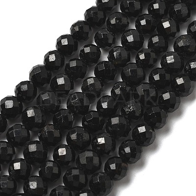 Natural Black Tourmaline Beads Strands G-G927-46-1
