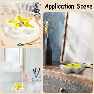 1Pc Starfish Shape Ceramic Jewelry Plate AJEW-SC0002-96C-1