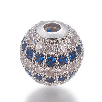 Brass Cubic Zirconia Beads ZIRC-O029-15B-P-1