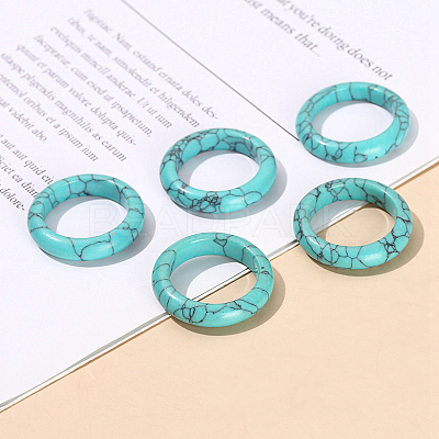 Synthetic Turquoise Plain Band Finger Rings PW-WG26698-08-1