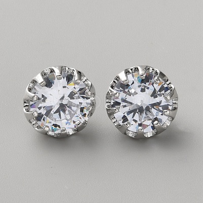 Brass Clear Cubic Zirconia Cufflinks BUTT-WH0012-18P-1