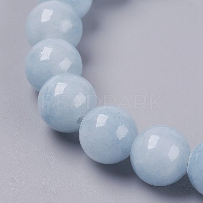 Natural Yellow Jade Beaded Stretch Bracelet BJEW-P209-30-6mm-1