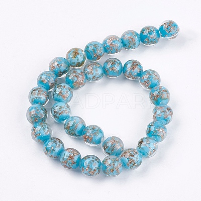 Handmade Gold Sand Lampwork Beads LAMP-K029-08G-1