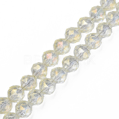Electroplate Transparent Glass Beads Strands EGLA-N002-34A-C04-1