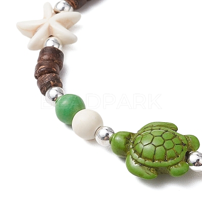 Dyed Synthetic Turquoise Turtle Anklets AJEW-AN00633-1
