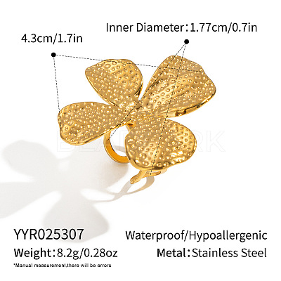 Stainless Steel Textured Flower Cuff Rings EP0939-1-1