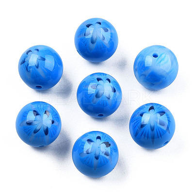 Flower Opaque Resin Beads RESI-T054-001F-1