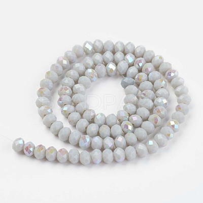 Electroplate Opaque Solid Color Glass Beads Strands EGLA-A034-P6mm-L-1