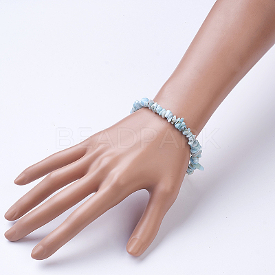 Natural Larimar Beaded Bracelets BJEW-JB02681-01-1