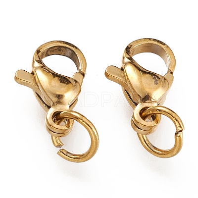 Ion Plating(IP) 304 Stainless Steel Lobster Claw Clasps X-STAS-G240-01B-G-1