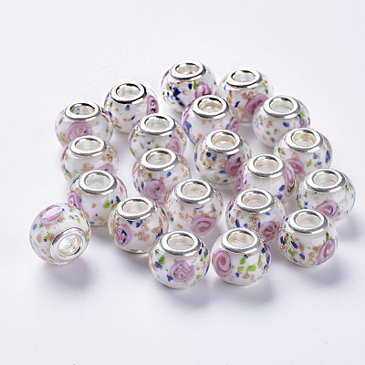 Handmade Gold Sand Lampwork European Beads LAMP-S193-012A-1