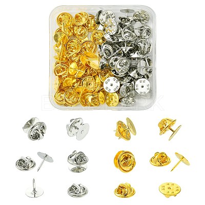50Pcs 2 Colors Brass Butterfly Clutches Pin Backs KK-CJ0002-54-1