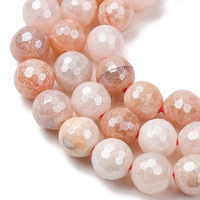 Electroplated Natural Pink Aventurine Beads Strands G-B191-A05-8mm-1