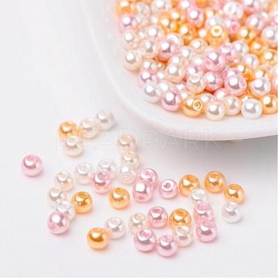 Barely Pink Mix Pearlized Glass Pearl Beads HY-X006-4mm-01-1