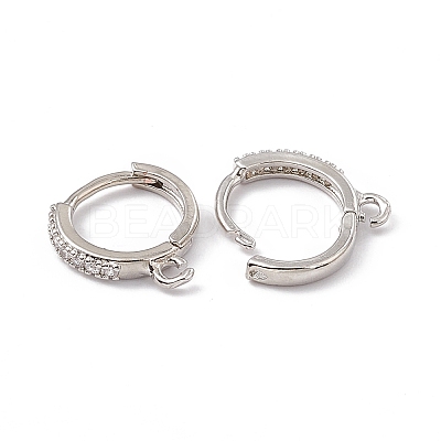 Brass Micro Pave Cubic Zirconia Hoop Earring Findings KK-P224-03P-1