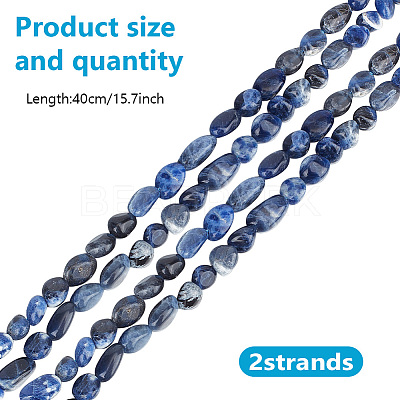 2 Strands Natural Sodalite Nuggets Beads Strands G-GO0001-43-1