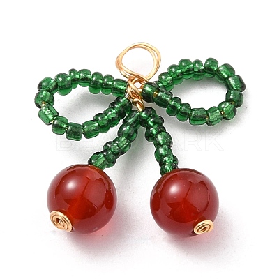 Glass Seed Beads Pendants X-PALLOY-JF00520-1