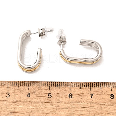 304 Stainless Steel Two Tone Stud Earrings EJEW-F355-05GP-04-1