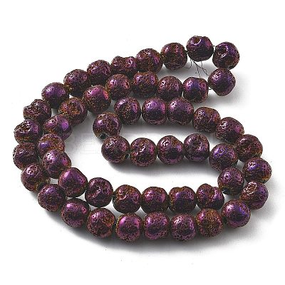 Electroplated Natural Lava Rock Beads Strands G-A251-E01-01B-1