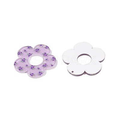 Flower Theme Printed Acrylic Pendants OACR-T028-06C-1
