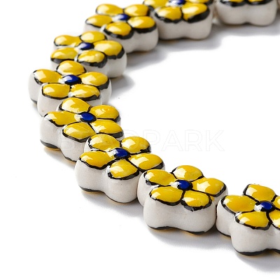 Handmade Porcelain Flower Beads Strands PORC-F003-01C-1