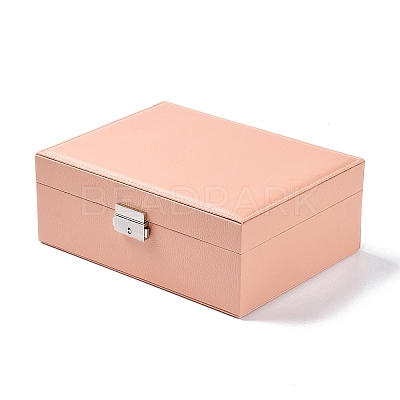 PU Imitation Leather Jewelry Organizer Box with Lock LS-CON-P016-B02-1
