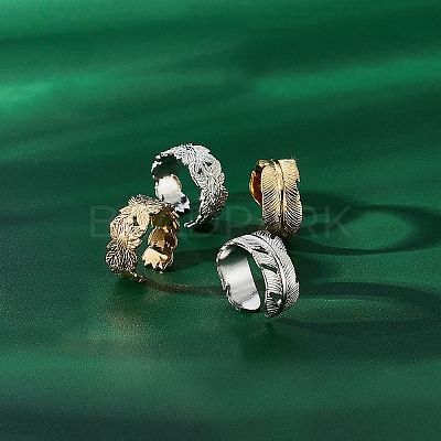 4Pcs 4 Style Ion Plating(IP) 304 Stainless Steel Cuff Rings STAS-UN0032-84-1