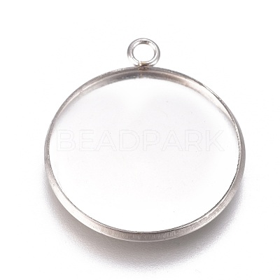 Non-Tarnish 304 Stainless Steel Pendant Cabochon Settings STAS-G127-13-22mm-P-1