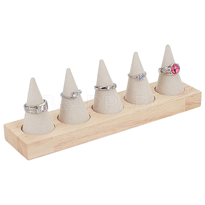 5 Cone Wooden Ring Organizer Holder RDIS-WH0031-02A-04-1