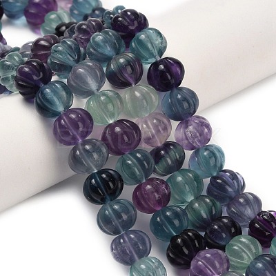 Natural Fluorite Carved Beads Strands G-L634-O02-01-1