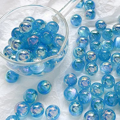 Rainbow Iridescent Plating Acrylic Beads FIND-B077-01D-1