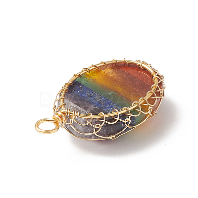 7 Chakra Natural Gemstone Pendants PALLOY-TA00018-1