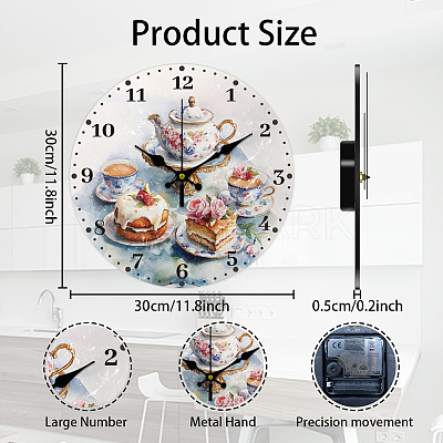MDF Printed Wall Clock HJEW-WH0058-028-1