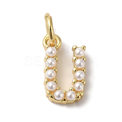 Rack Plating Brass with ABS Plastic Imitation Pearl Charms KK-B092-30U-G-1