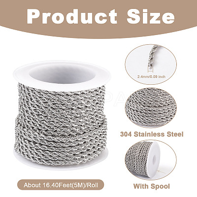 304 Stainless Steel Twist Rope Chains CHS-YS0001-08-1
