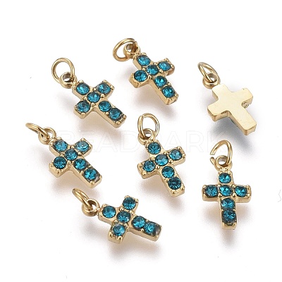 316 Surgical Stainless Steel Tiny Cross Charms STAS-F256-023A-G-1