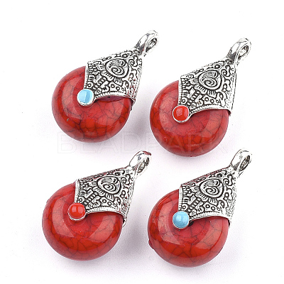 Tibetan Style Resin Pendants X-RESI-T022-16A-1