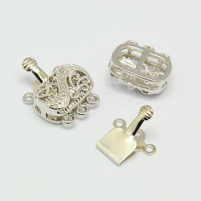 Brass Multi-Strand Box Clasps KK-F0237-P-NF-1