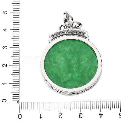 Dyed Natural Myanmar Jade Flower Flat Round Pendants KK-Q050-03B-1