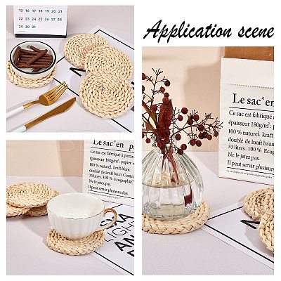 Handmade Corn Straw Woven Placemats AJEW-WH0016-79-1