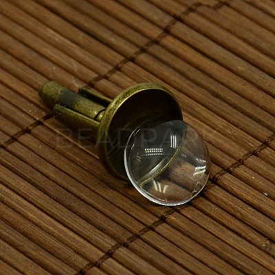 DIY Brass Cufflink Findings Cuff Button Cabochon Settings and 14mm Clear Glass Cabochon Cover Sets DIY-X0105-AB-NF-1