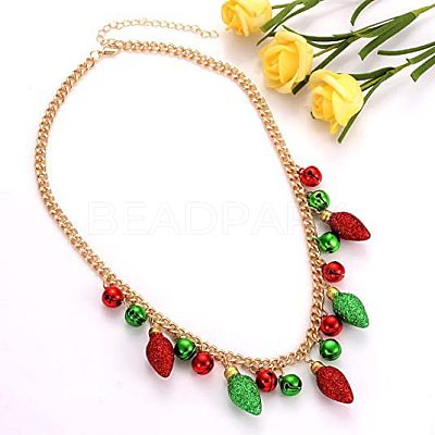 Christmas Bell & Bulb Alloy Pendant Necklaces & Dangle Earrings Sets WGF6150-01-1