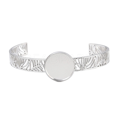 304 Stainless Steel Blank Cuff Bangle Bases with Flat Round Tray SA-CBA82C8-04B-P-1